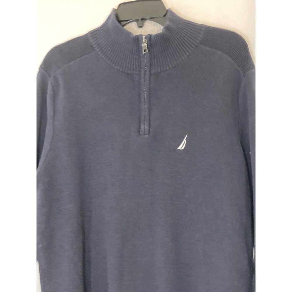 Nautica Mens Sweater 1/4 Zip Pullover Blue Size M Cotton Knit Casual